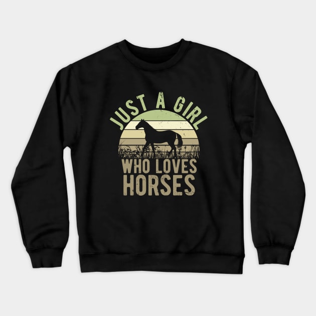 Just A Girl Who Loves Horses for Horse Lovers Gift Crewneck Sweatshirt by Zen Cosmos Official